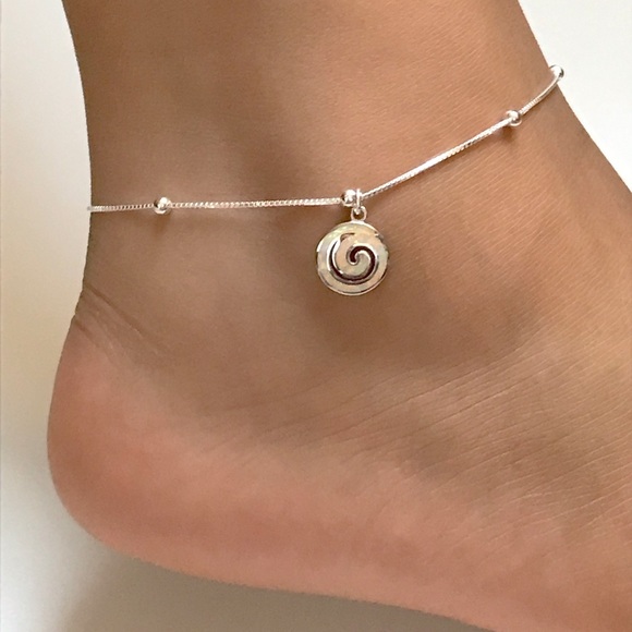 Sterling Silver Opal Swirl Anklet - Picture 8 of 8
